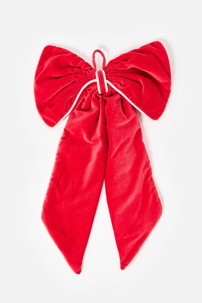 Oliver Bonas Large Red Velvet Bow Decoration