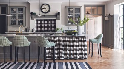 Kitchen island with fabric around it