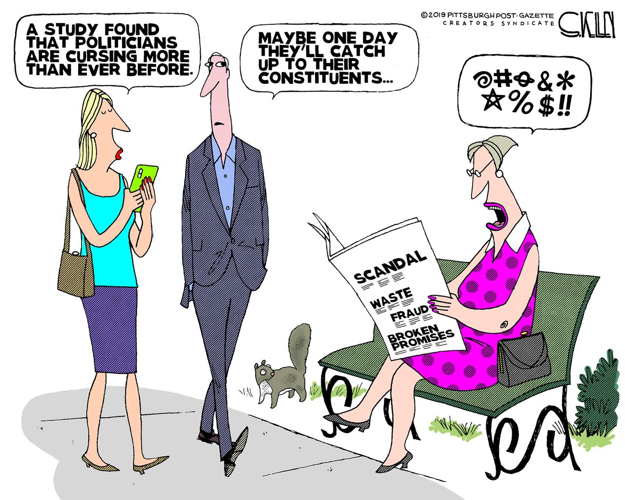 Political Cartoon Survey Politicians Cursing Constituents Scandal