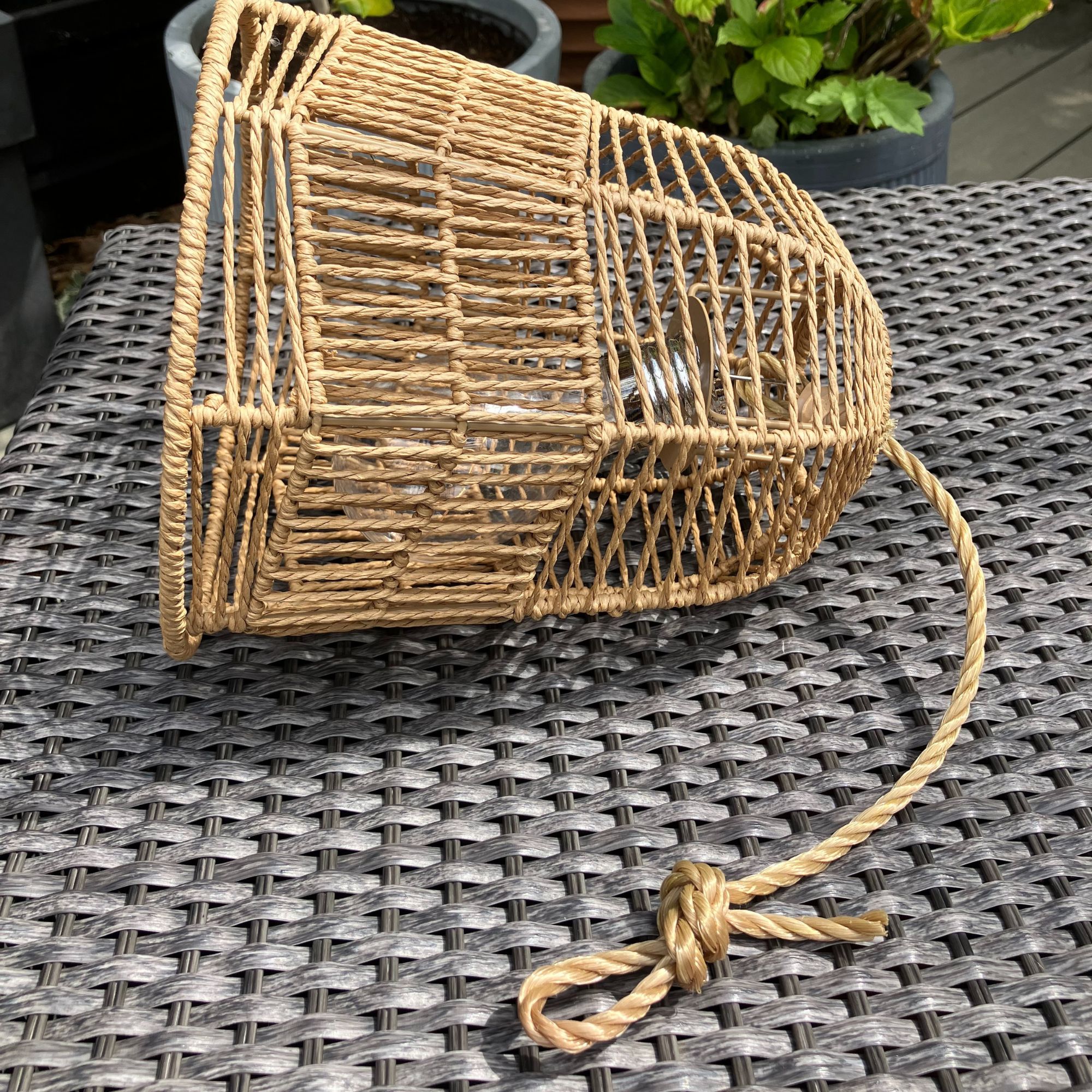 outdoor woven hanging light