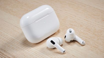 Apple AirPods Pro review: AirPods Pro on wooden surface
