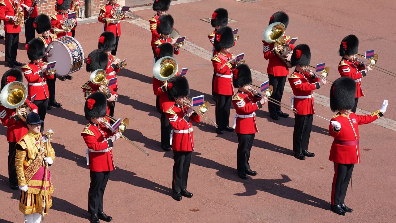 The band of the Coldstream Guards, whose barracks are near Windsor Castle