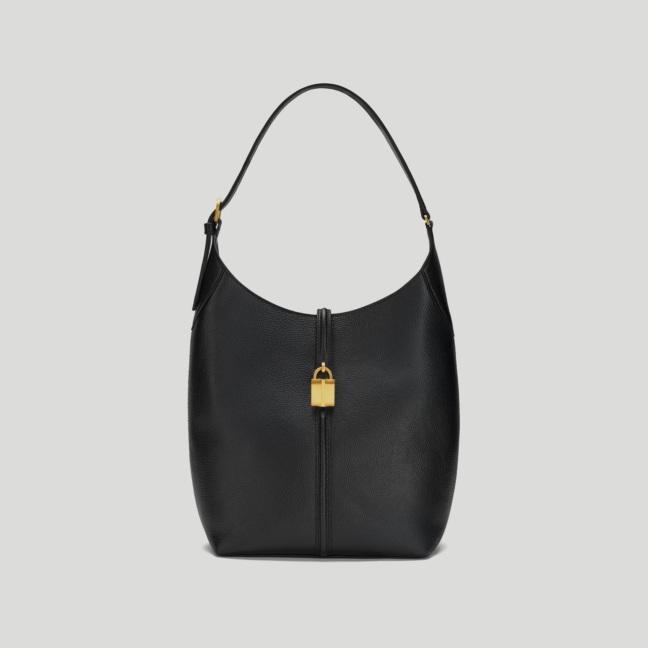 The Siena Bucket | Black Small Grain | Demellier