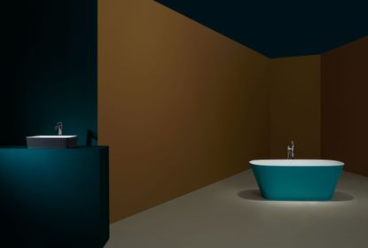 Blue freestanding bath 