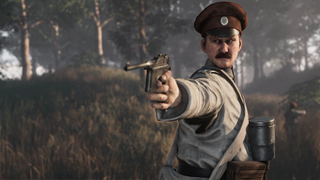 A screenshot of Tannenberg on PC, showing a soldier brandishing a pistol