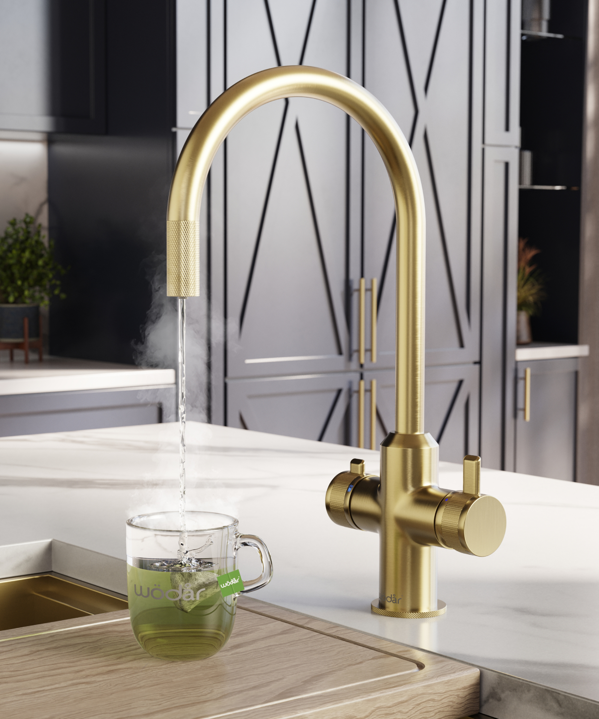 matt brass boiling water kitchen tap