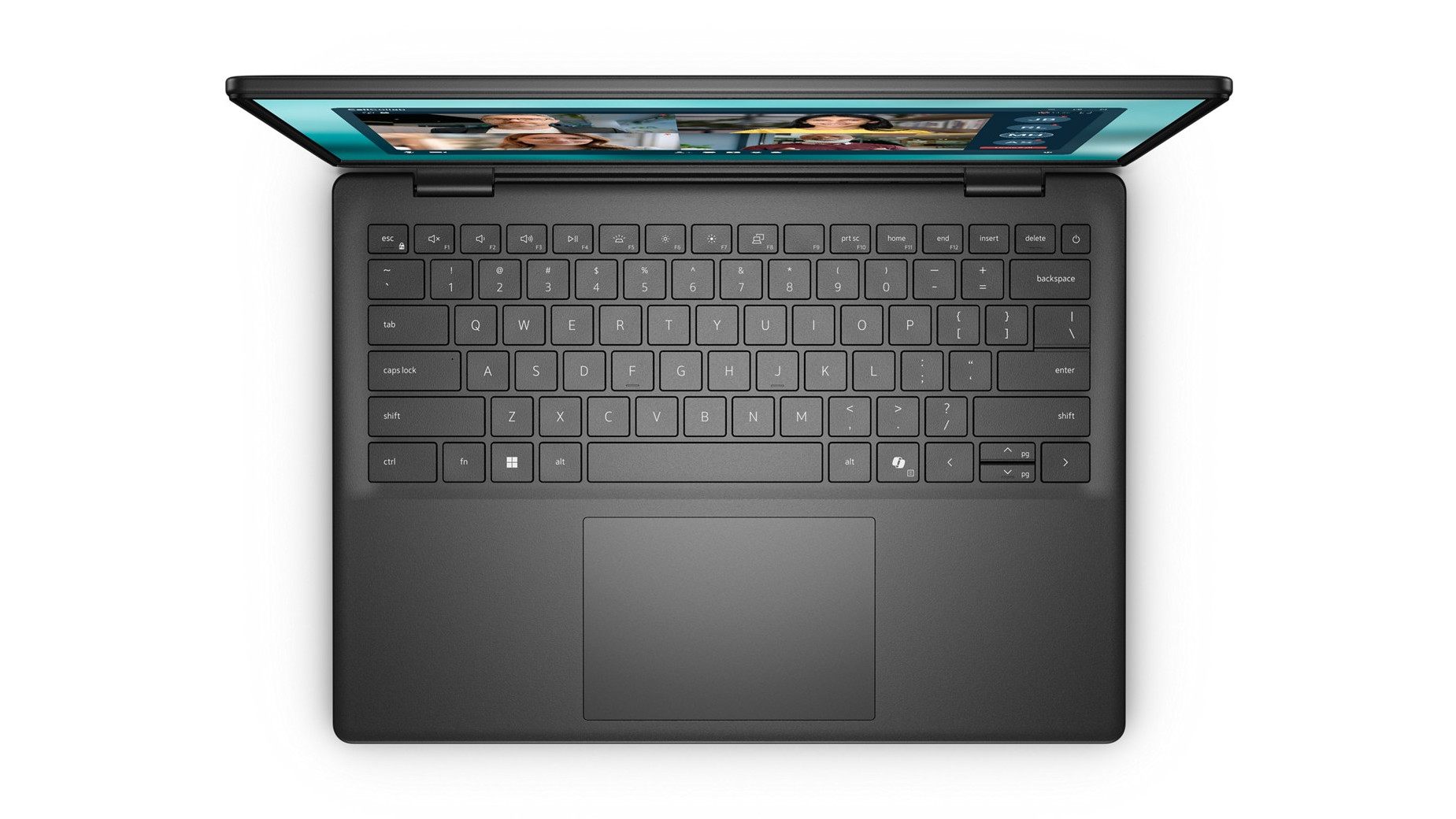 Dell laptop viewed from above showing keyboard