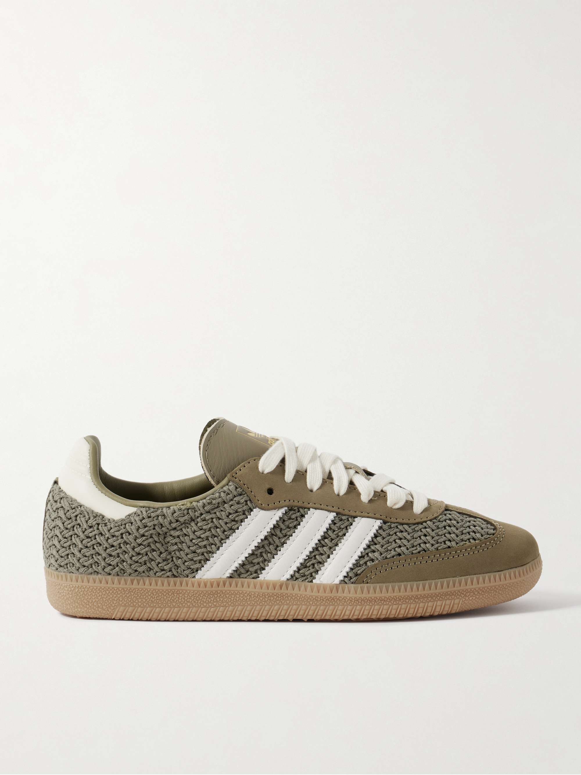 Samba Og Leather and Suede-Trimmed Crochet Sneakers