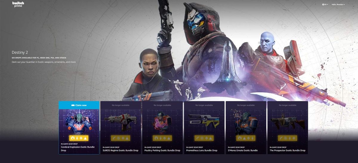 Destiny 2 Twitch Prime