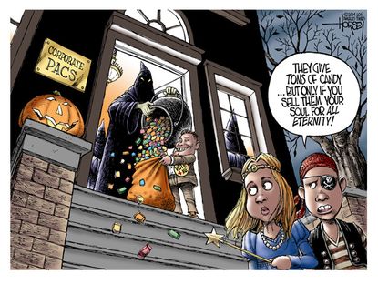 Political cartoon corporate PAC Halloween