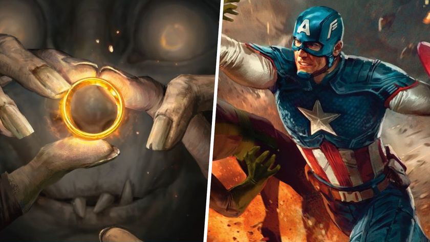 Gollum with the One Ring and Captain America in artwork from Magic: The Gathering