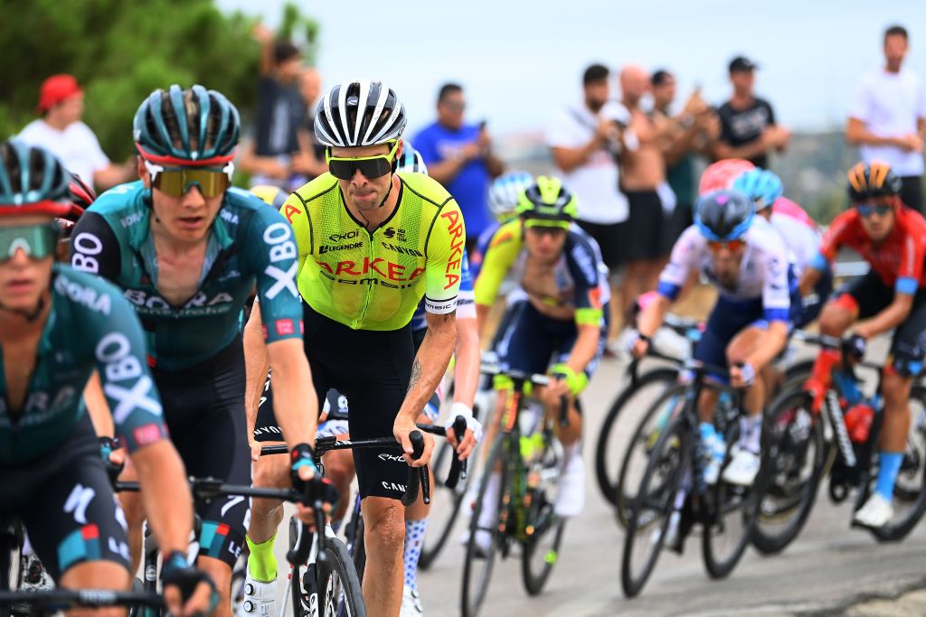 ESTEPONA SPAIN SEPTEMBER 01 Elie Gesbert of France and Team Arka Samsic competes in the breakaway during the 77th Tour of Spain 2022 Stage 12 a 1927km stage from Salobrea Peas Blancas Estepona 1260m LaVuelta22 WorldTour on September 01 2022 in Estepona Spain Photo by Tim de WaeleGetty Images