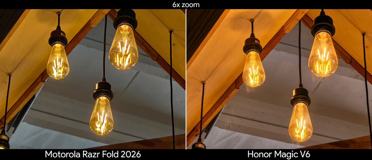 Comparing telephoto camera quality between the Motorola Razr Fold 2026 and Honor Magic V6