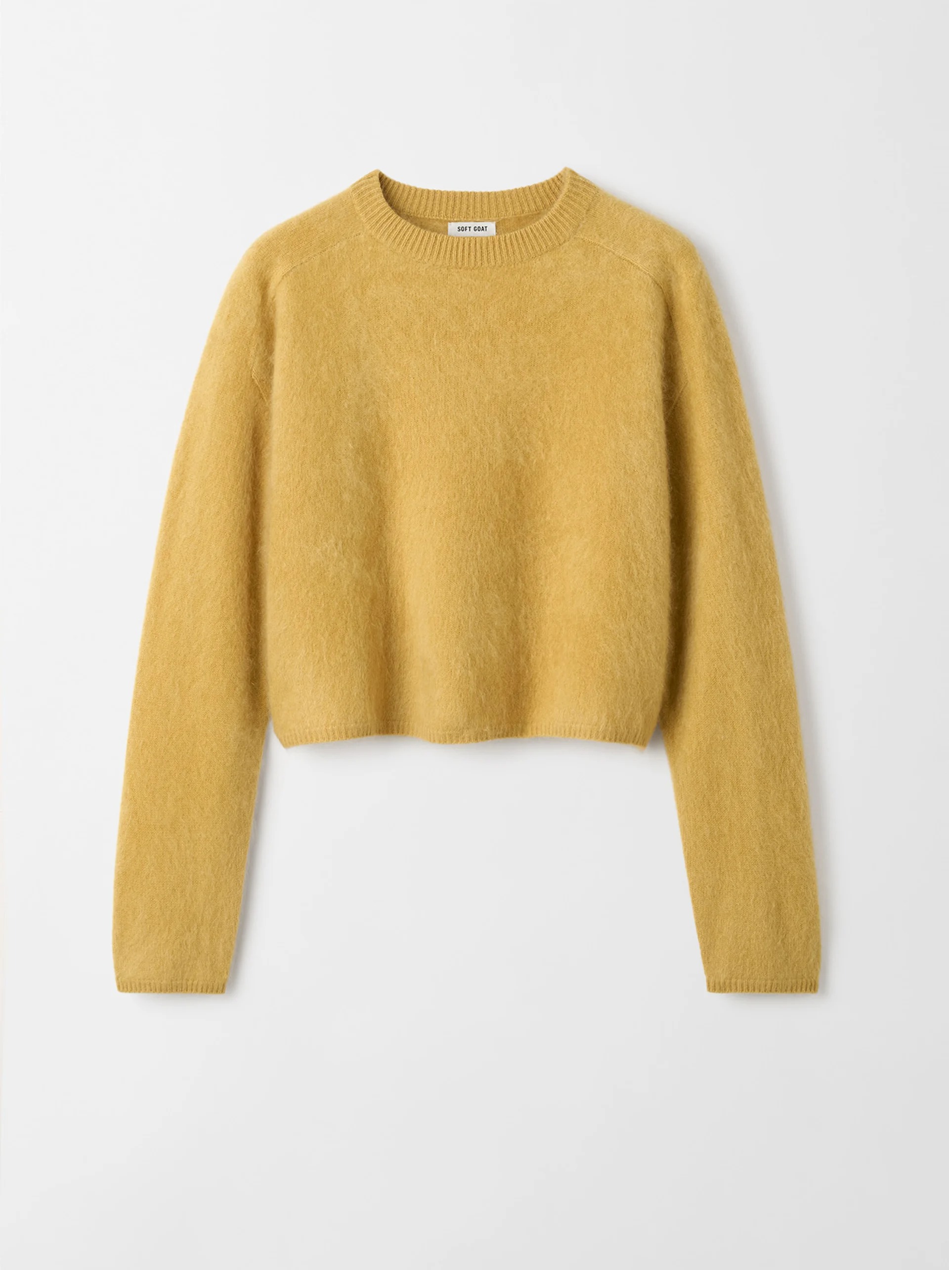 Soft Goat, Brushed Cashmere Crewneck in Light Honey