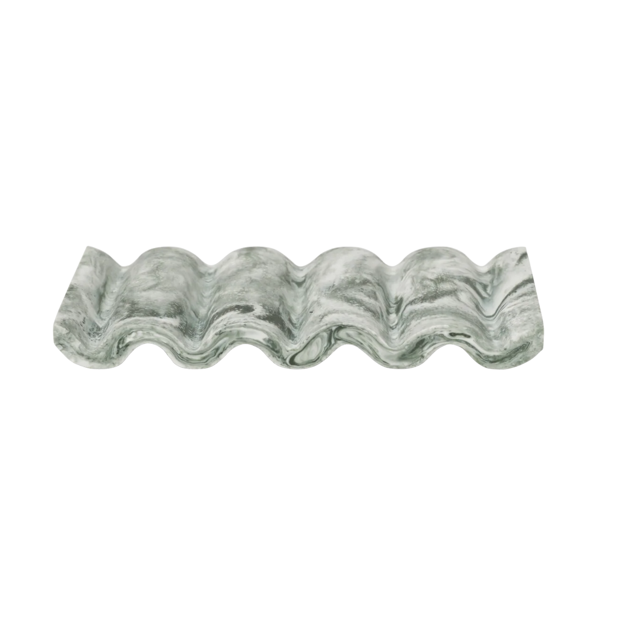 a marble soap dish in green and white
