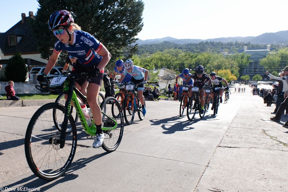 Erin Huck (Scott 3Rox Racing) leading on the climb