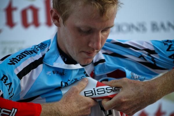 Ian Boswell (Bissell) pulls on his best young rider jersey for another day.