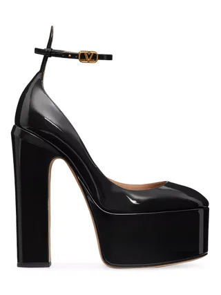 Valentino Garavani, Tan-Go Platform Pumps In Patent Leather 155 MM