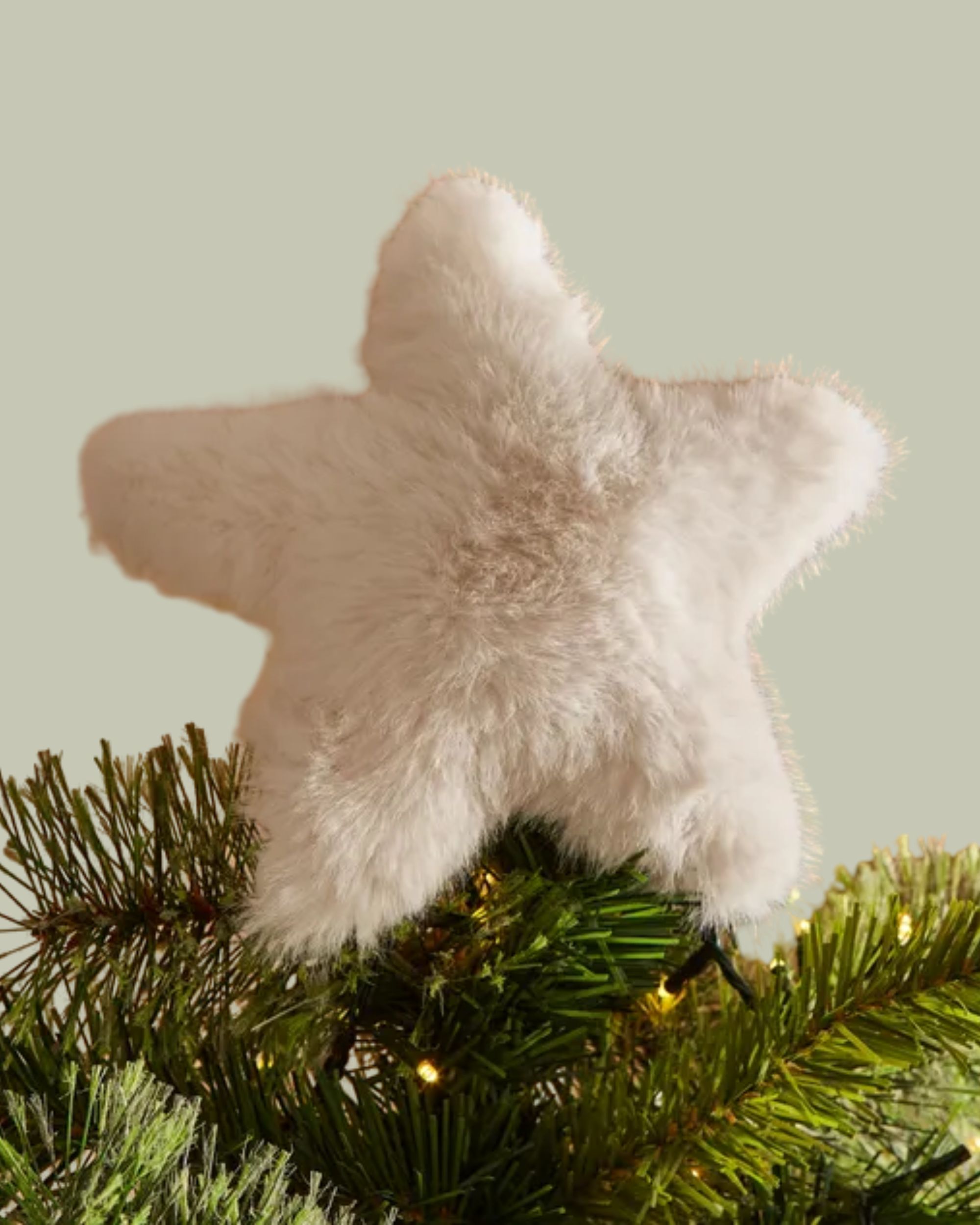 Dunelm, Ivory Star Faux Fur Tree Topper