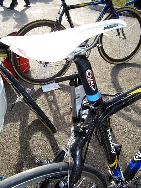 Page's Oval Concepts R700 seatpost is topped by a well-worn Selle San Marco Aspide saddle.