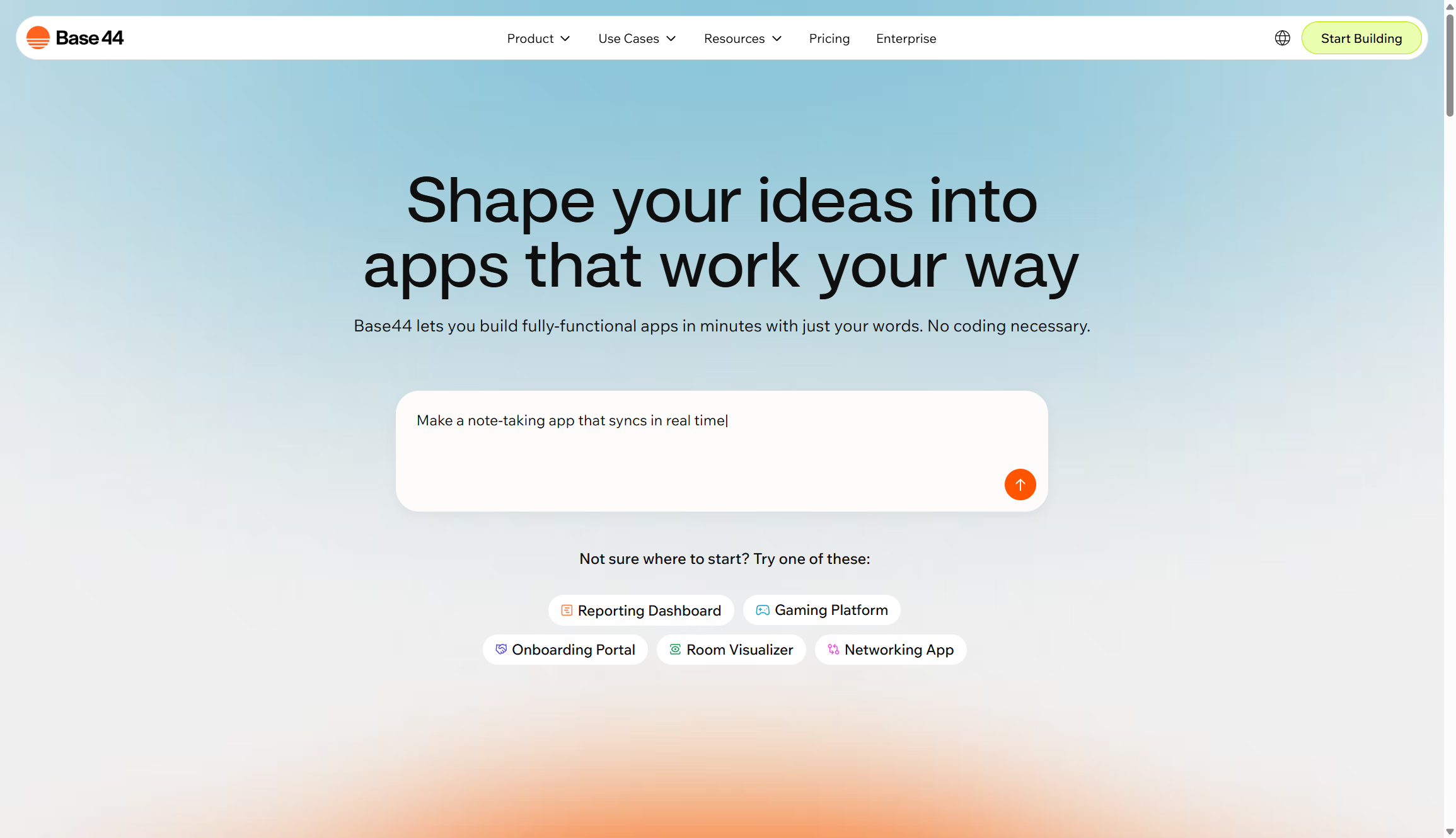 screenshot of vibe coding platform being used