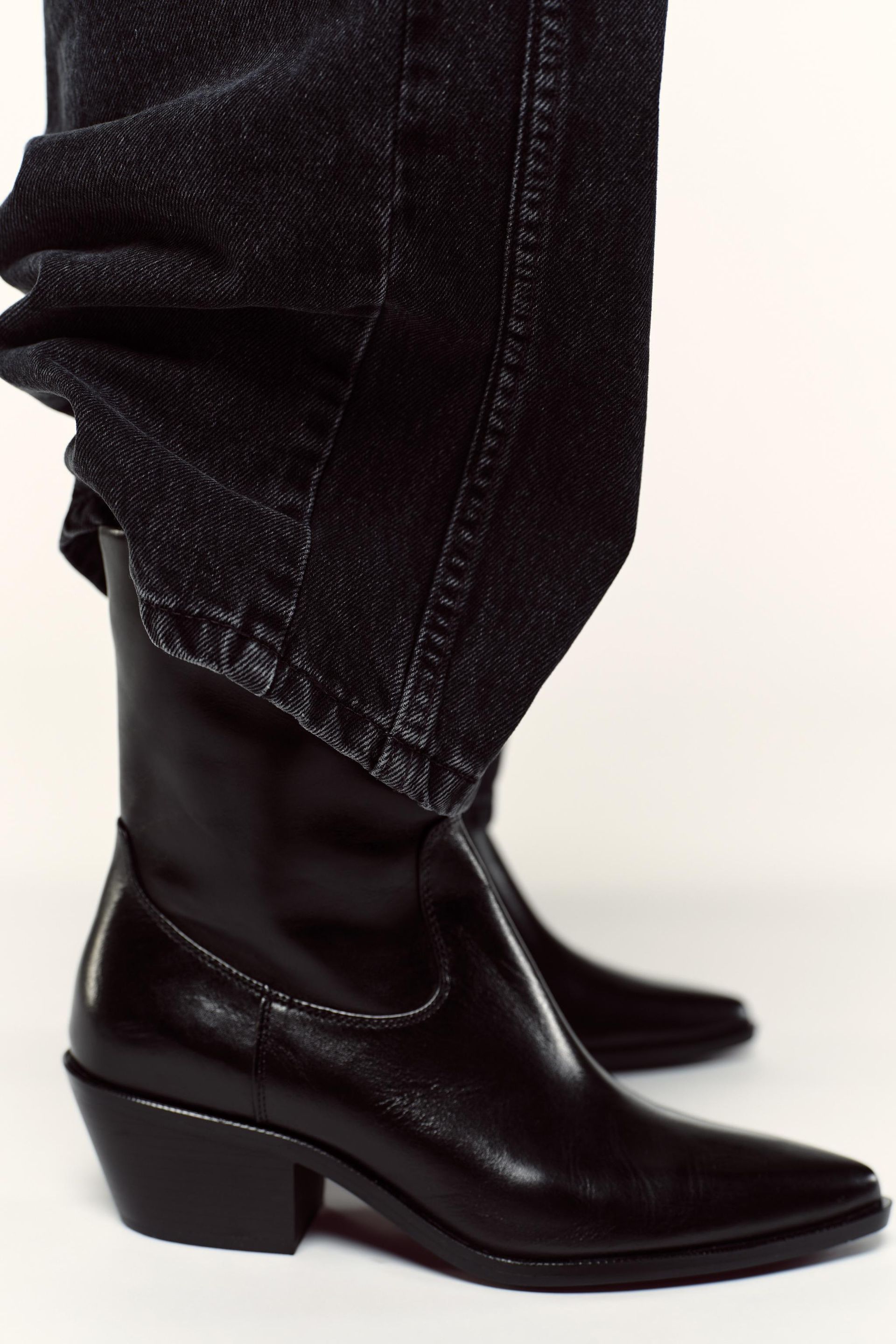 Leather Cowboy Ankle Boots