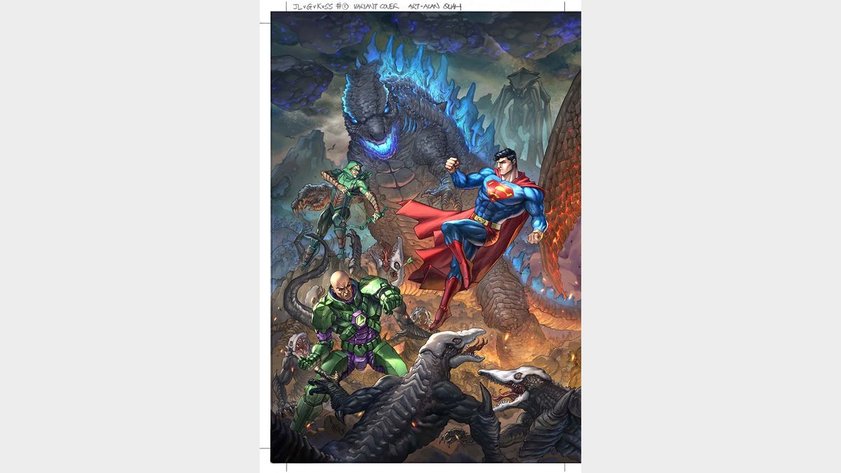 Alan Quah's variant cover for Justice League vs. Godzilla Vs. Kong 2 #1.