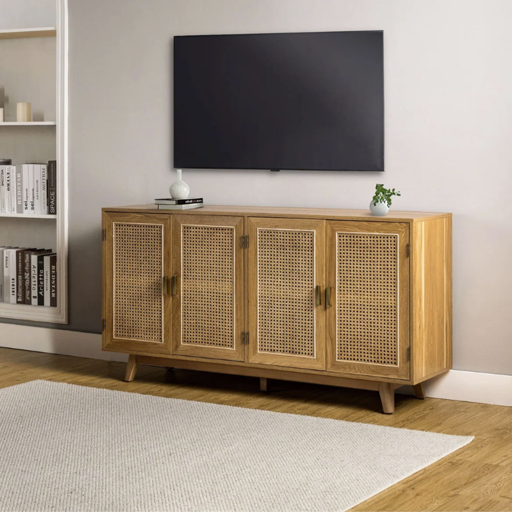 Rattan Cane TV Stand