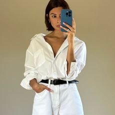 Woman in white button-down