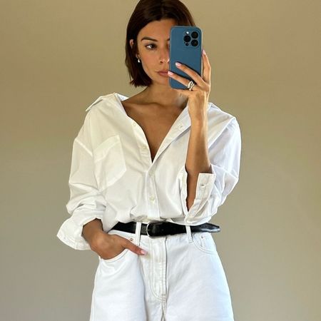 Woman in white button-down