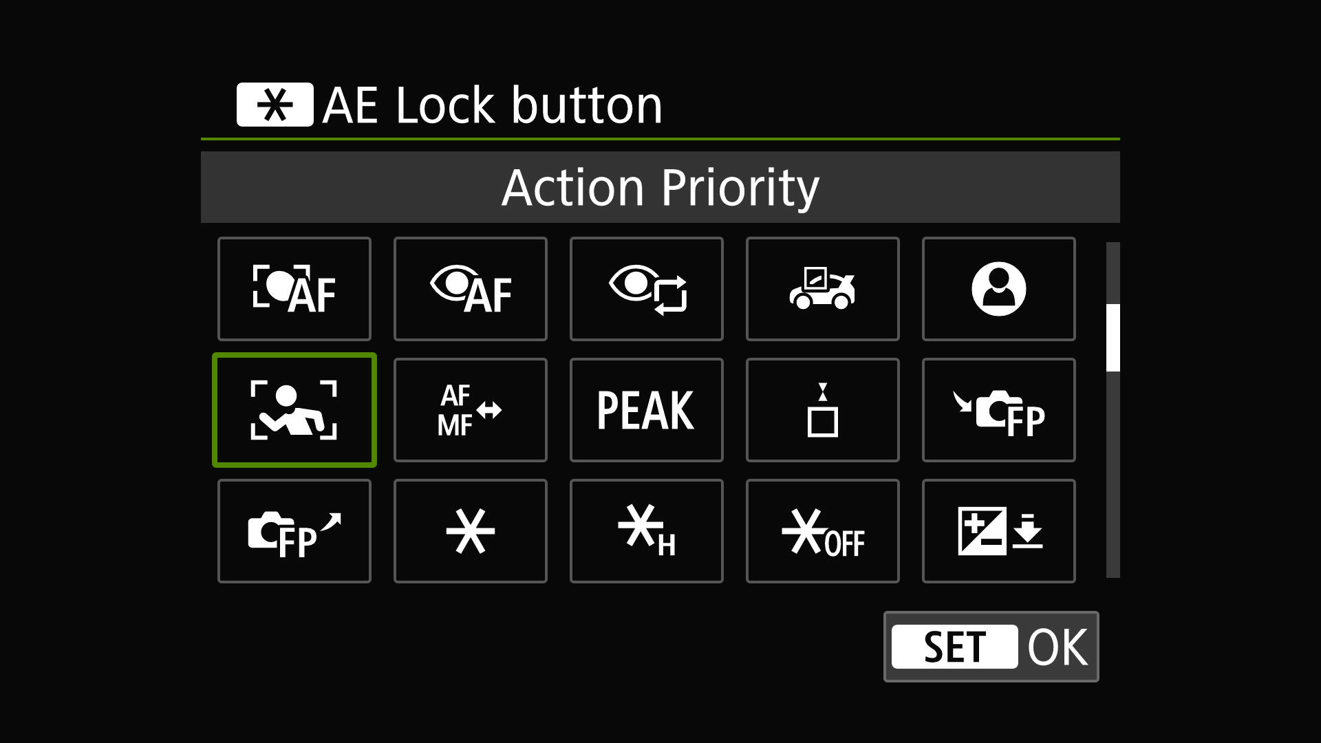 Menu screens from EOS camera showing custom control options