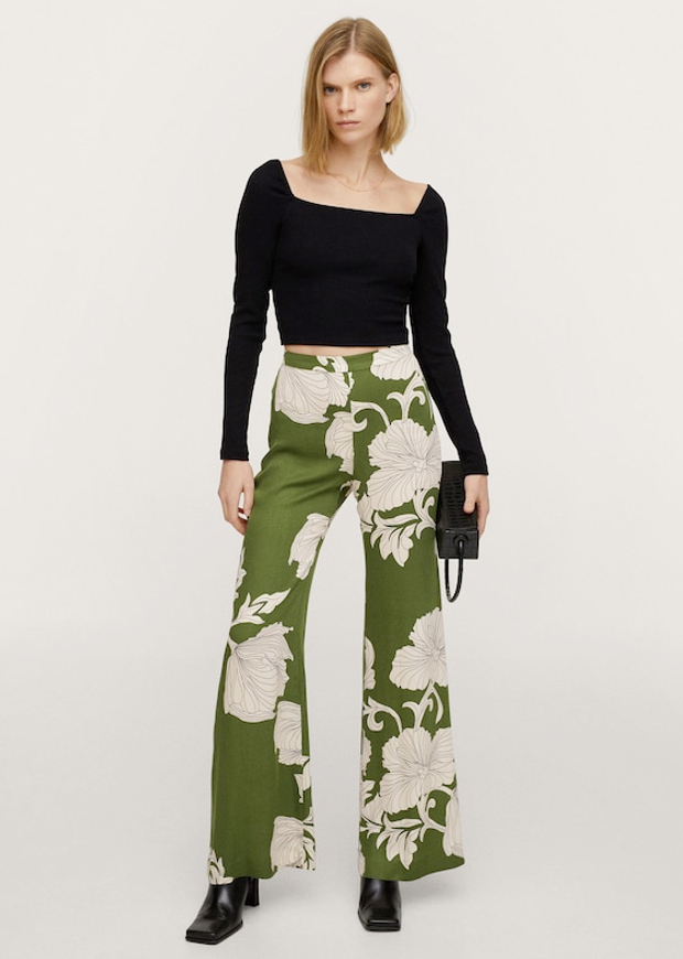 Mango Flower Print Trousers