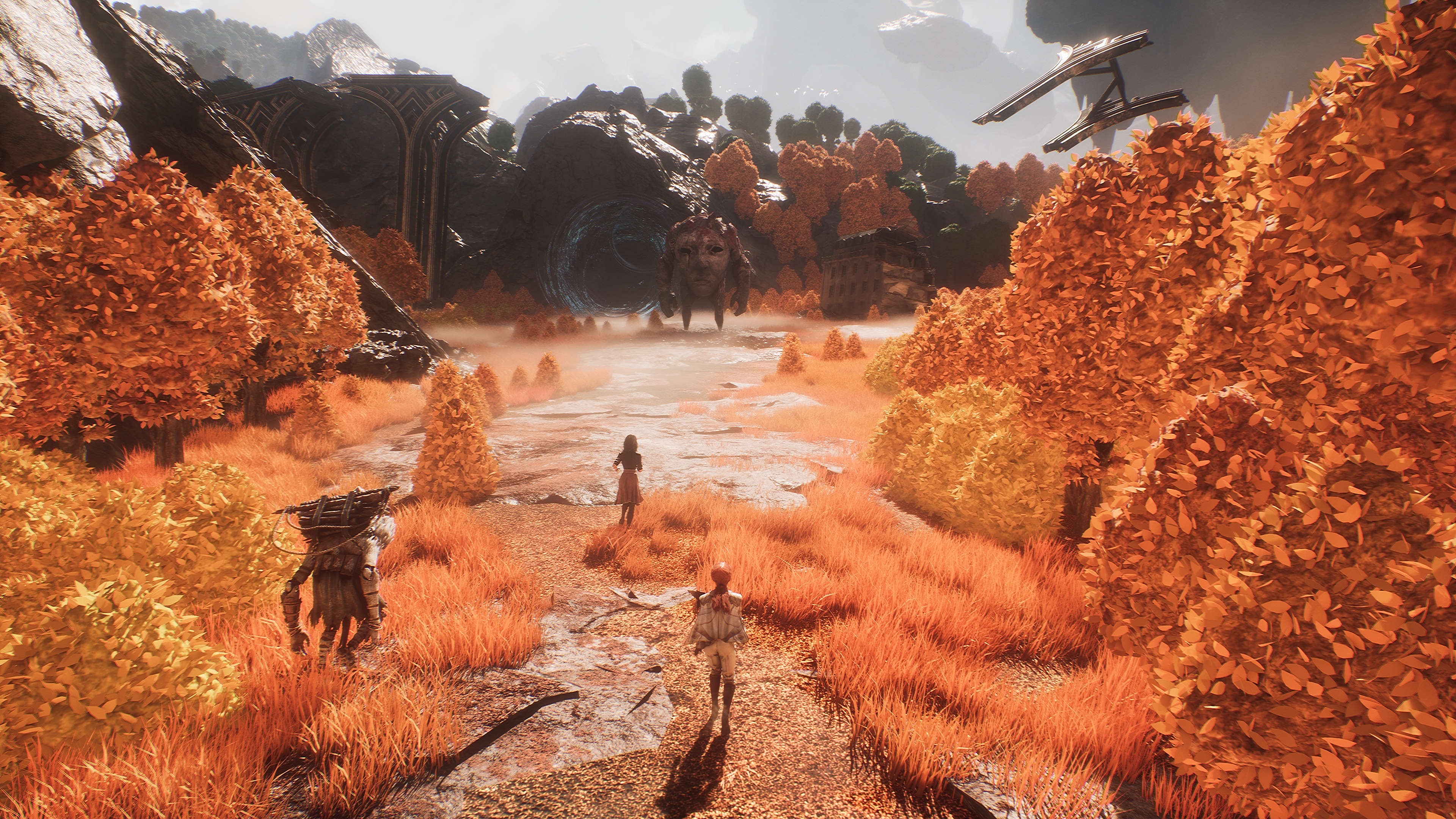 Clair Obscur: expedition 33 overworld screenshot with Lune, Maelle and Monoco on screen