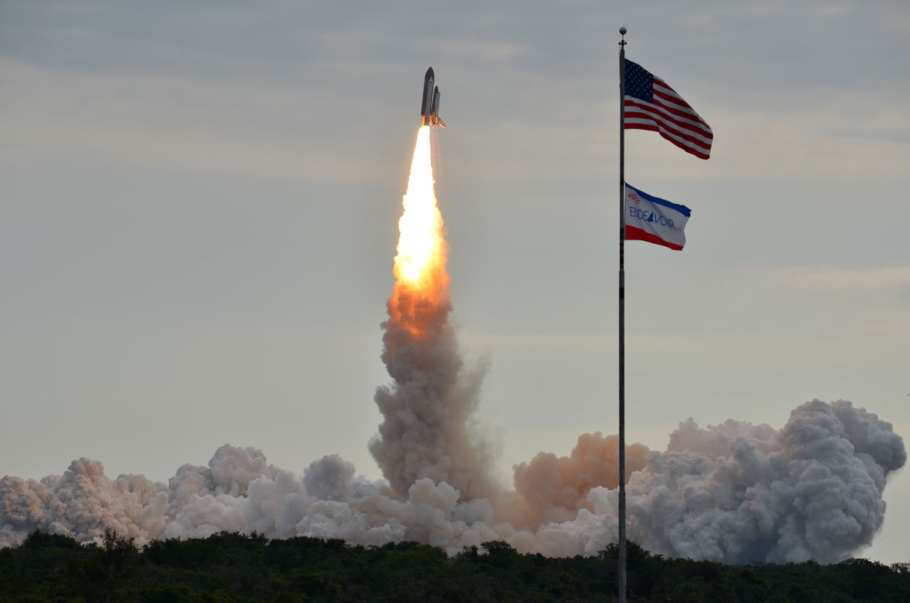 Space shuttle Endeavour lifts off at 8:56 a.m. EDT on May 16 on its final flight - STS-134.