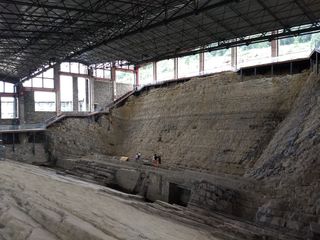 The quarry where the ichthyosaur fossil was uncovered. The site is now housed in the Xingyi Geopark Museum.