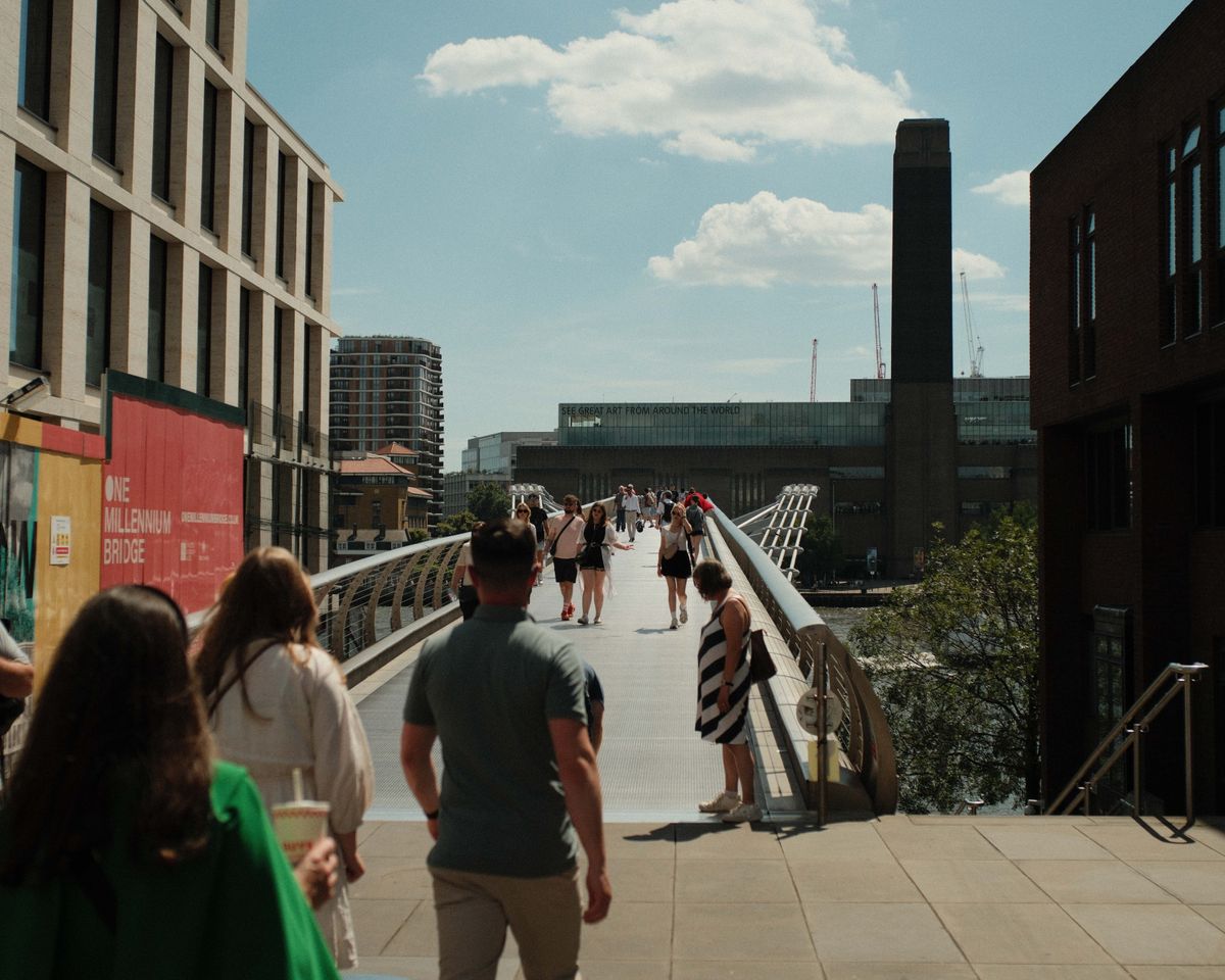 Millennium Bridge in London with the Tate Modern in the background