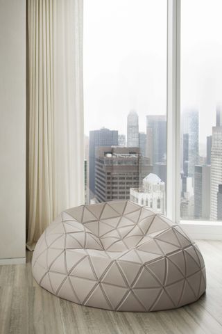 beanbag seat in white apartment interior