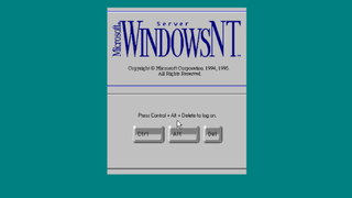A screenshot of the Windows NT Server logon screen, which requires you to press Ctrl+Alt+Del to proceed
