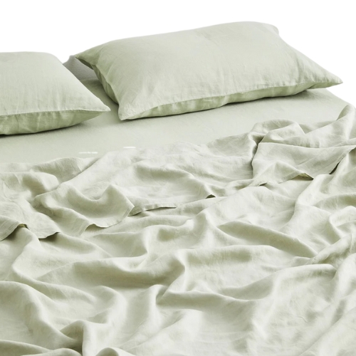 Bed Threads, Sage 100% French Flax Linen Flat Sheet