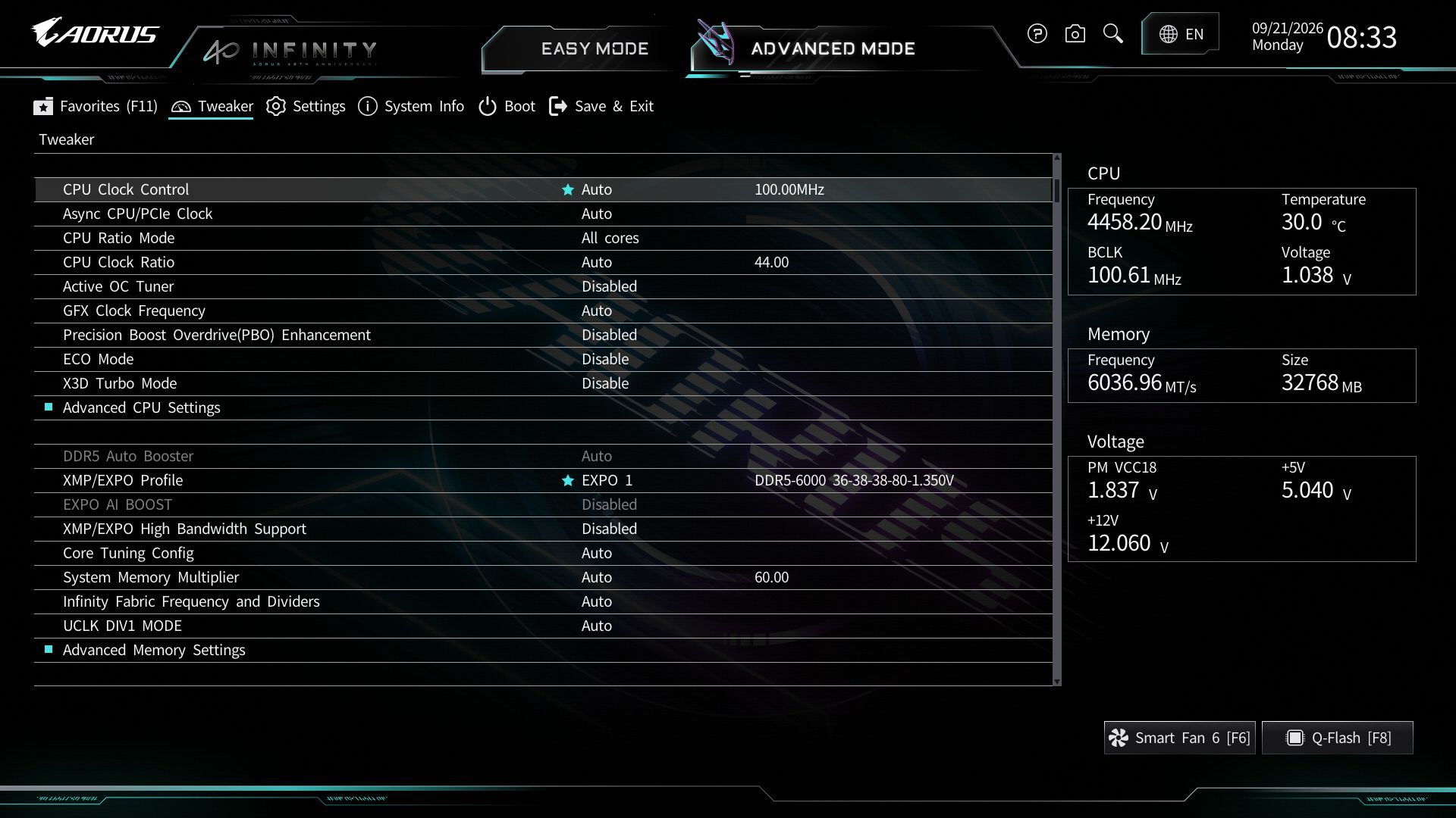 Gigabyte X870 Aorus Infinity - BIOS images