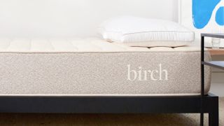 Best organic mattress: the Birch Natural Mattress shown on a black bedframe