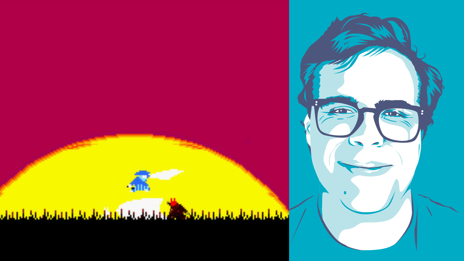 Samurai Gunn composite image with headshot of PC Gamer writer Ted Litchfield