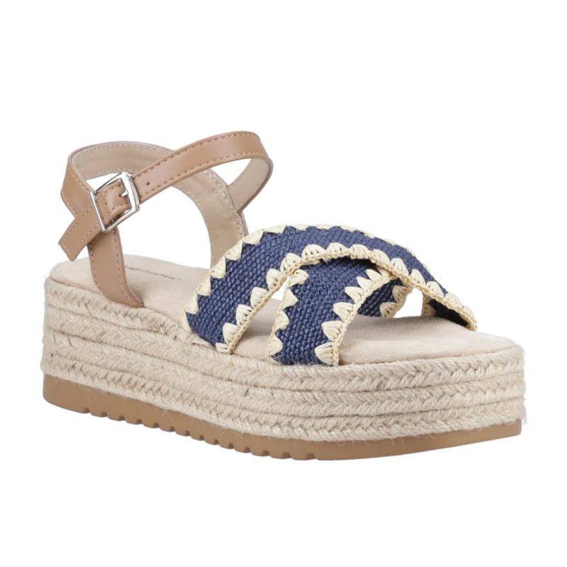 platform espadrilles in cream and denim