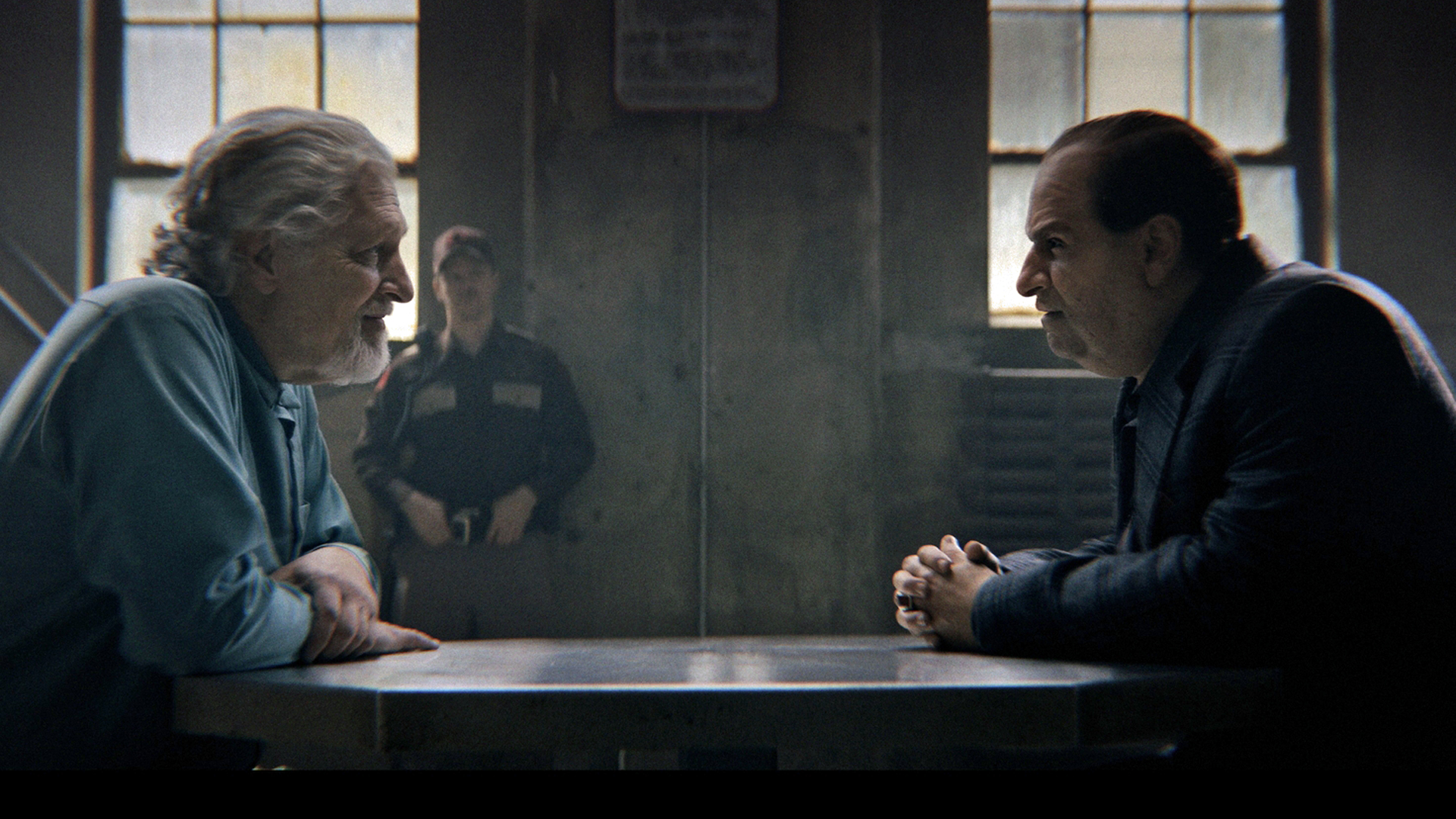 Salvatore Maroni and Oz Cobb have a tense meeting in Blackgate prison in The Penguin