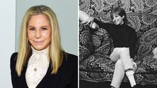 barbra streisand on the left and then paisley pattern drenching on the right