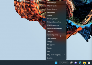 Windows 11 right-click Start menu