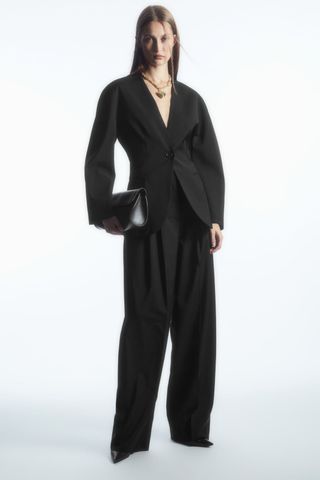 COS, WIDE-LEG TAILORED WOOL TROUSERS