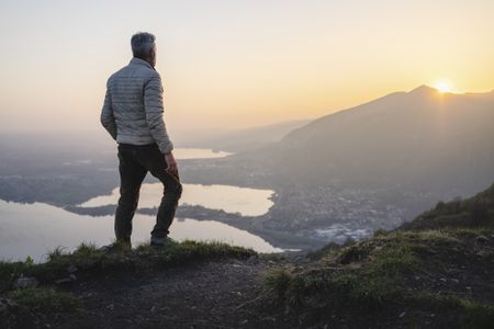 A man overlooking the mountains