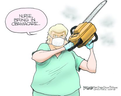 Political cartoon U.S. Donald Trump Obamacare