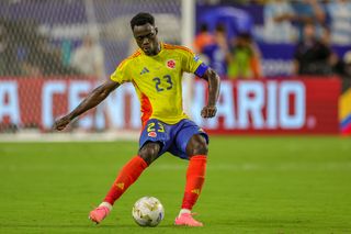 Davinson Sanchez in action for Colombia against Argentina in the Copa America final in July 2024.